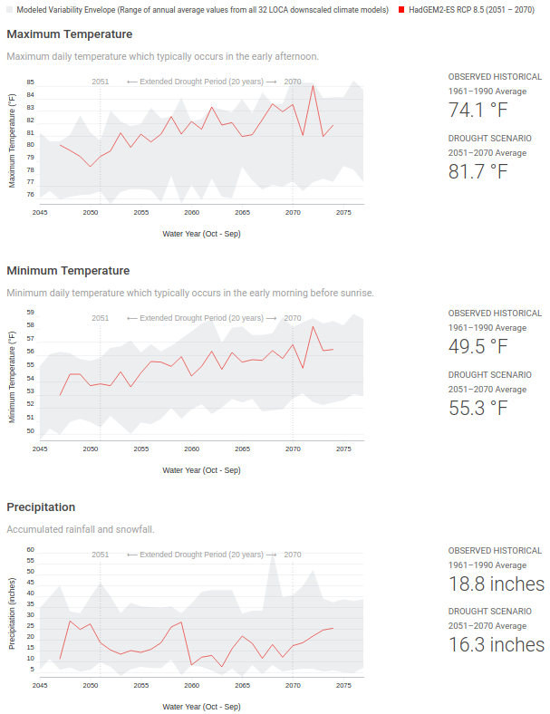 Screenshot of charts for Max/Min Temperature & Precipitation